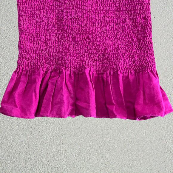 Pink shirred smocked ruffle camisole Maeve by Anthropologie coquette cottage - Picture 3 of 5